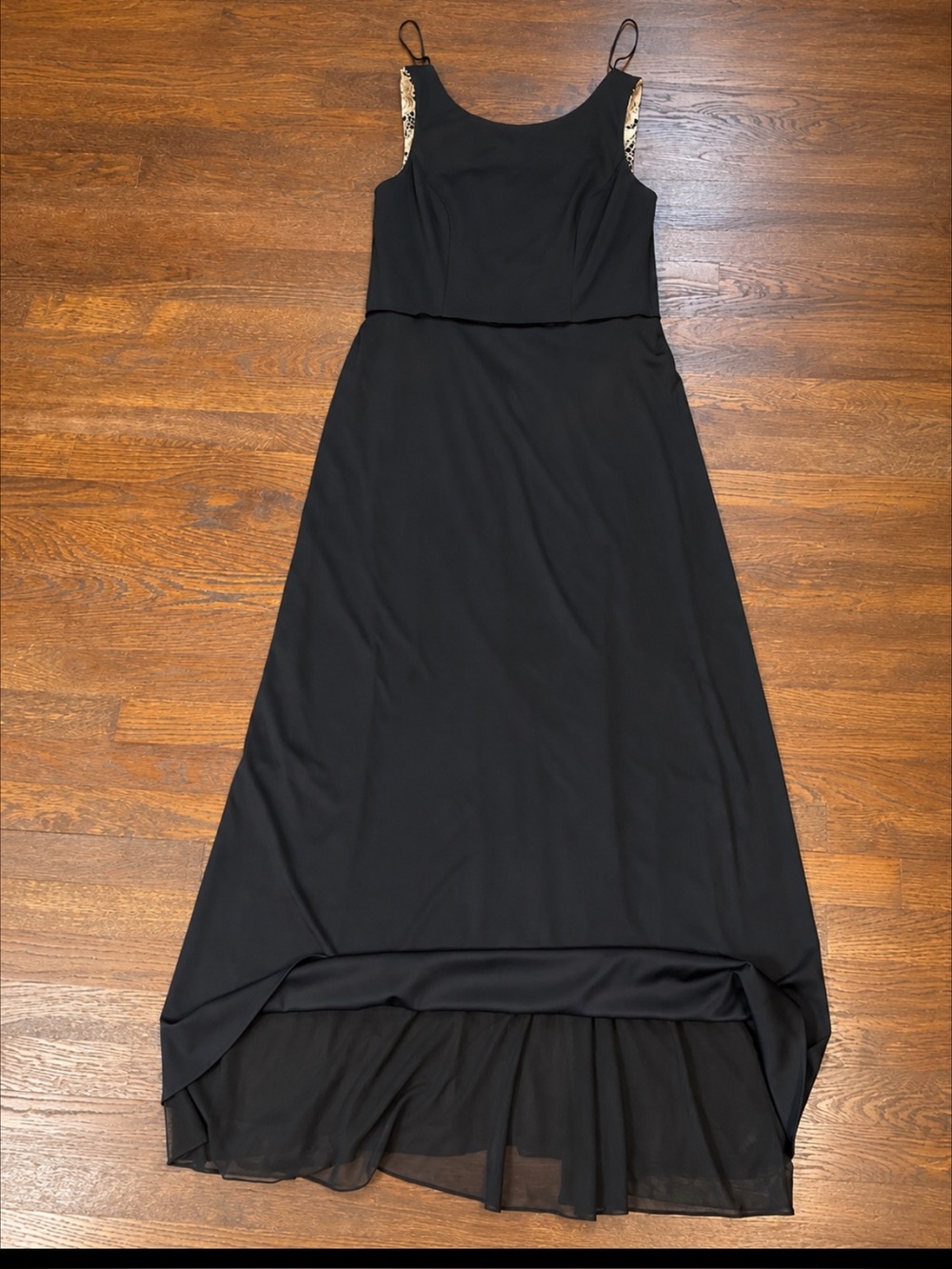 Alex Evenings Size 12 Black Gold Lace Formal Evening Gown 59” Long - Picture 13 of 14